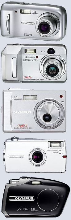 ЦИфровые фотокамеры Olympus С-480 Zoom; C-500;FE-5500; IR-300; mju-mini DigitalS